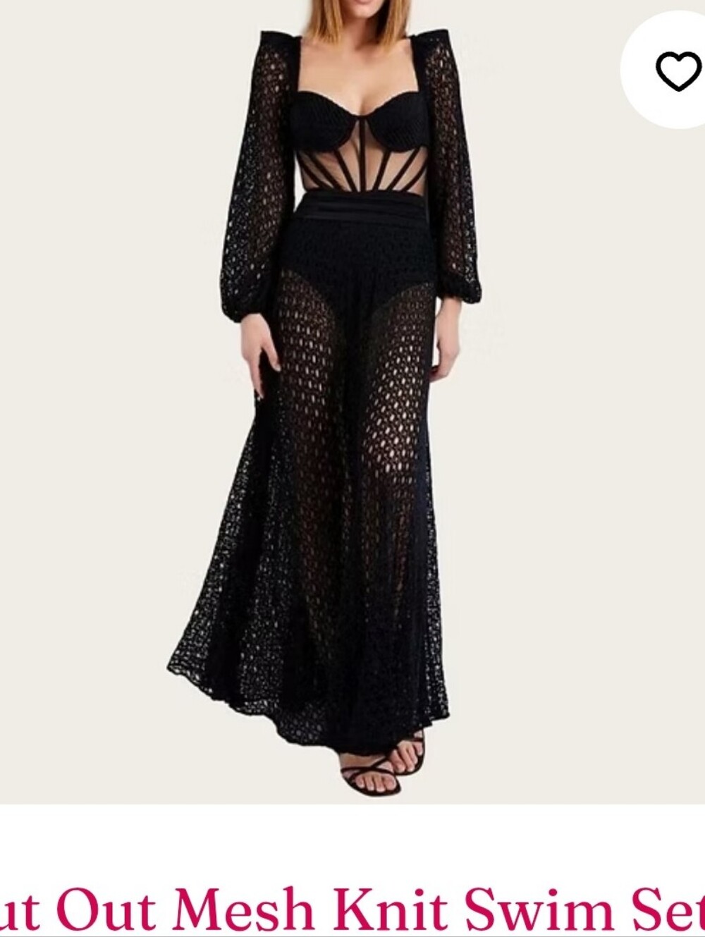 Cut Out Black Mesh Knit Dress/ Bathing Suit  with Corset Bodice - Picture 2 of 7